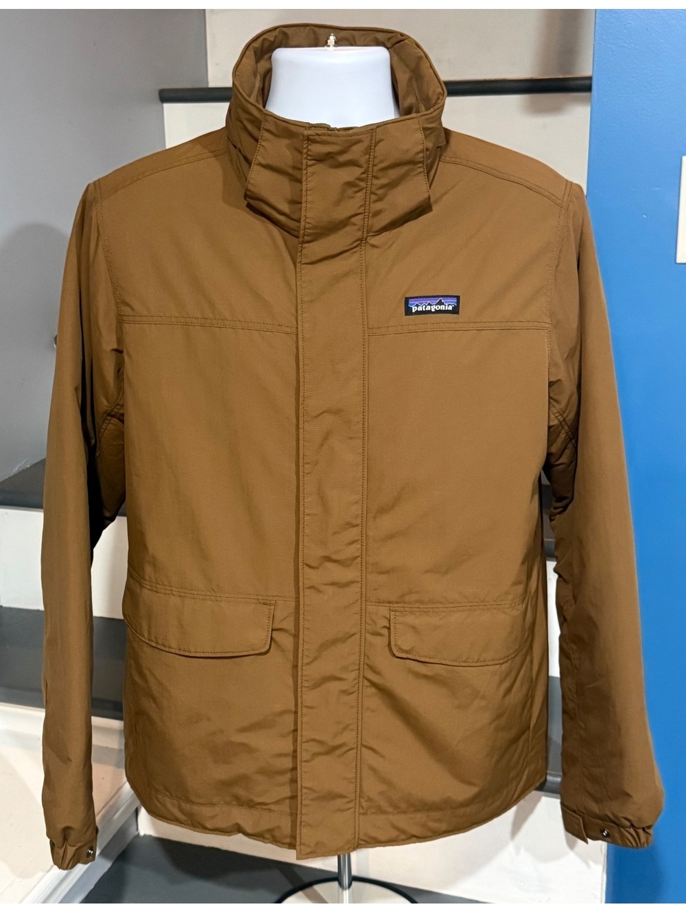 Patagonia Men's Medium Isthmus Jacket Owl Brown Quilted Lining Full Zip Jacket